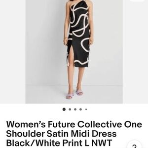 Black and White Satin midi dress from Future Collective-Alani Noelle